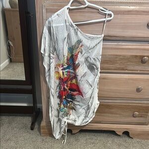 Body Central White Asymmetrical Sleeveless Blouse